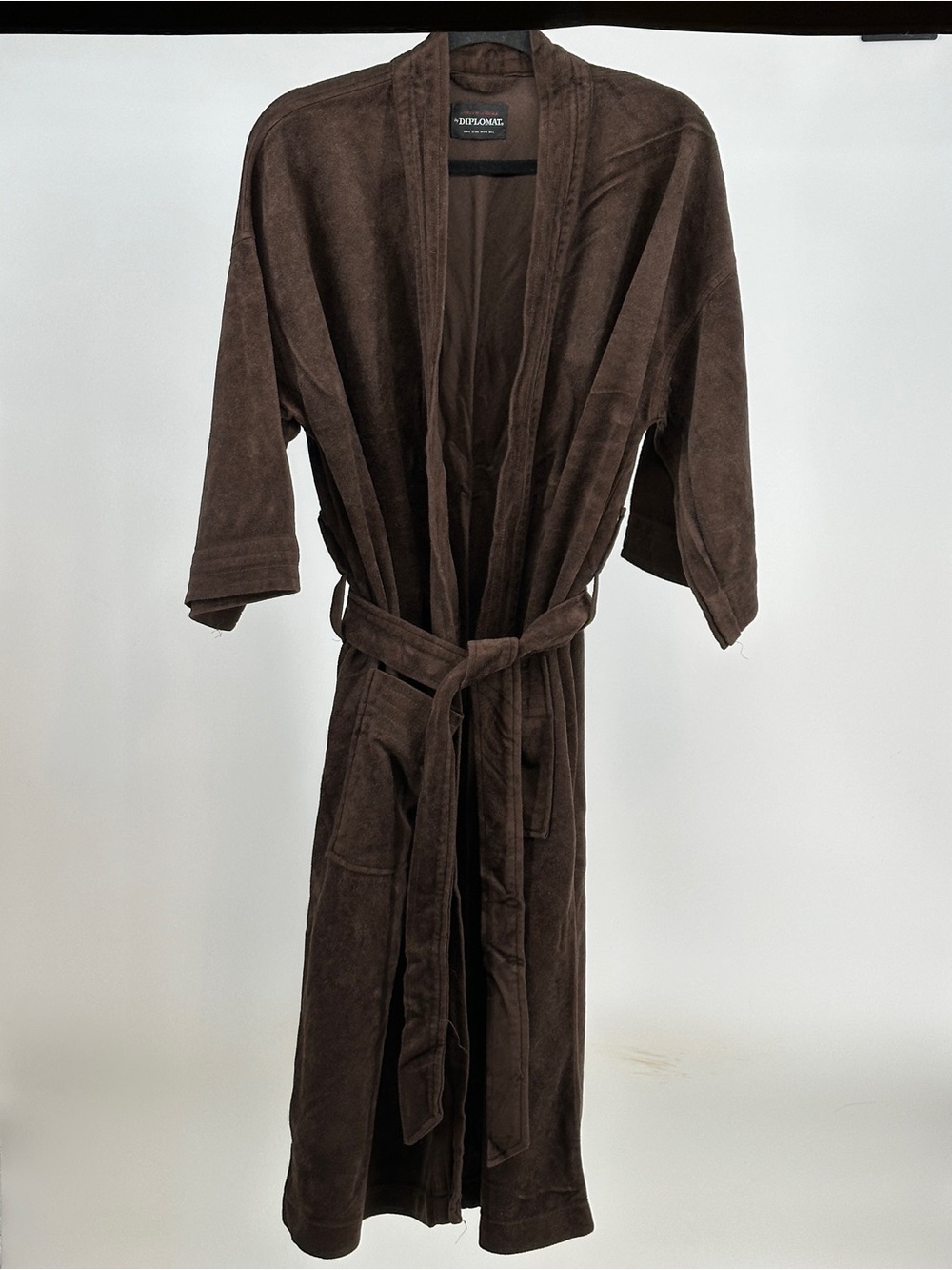 Vintage 70’s Men’s Medium Brown Suede-Feel Men's Bath Robe Grandpacore